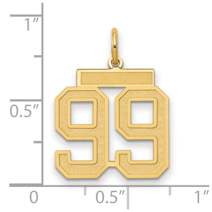 10K Gelbgold Mittel Satiniert Zahl 99 Charm