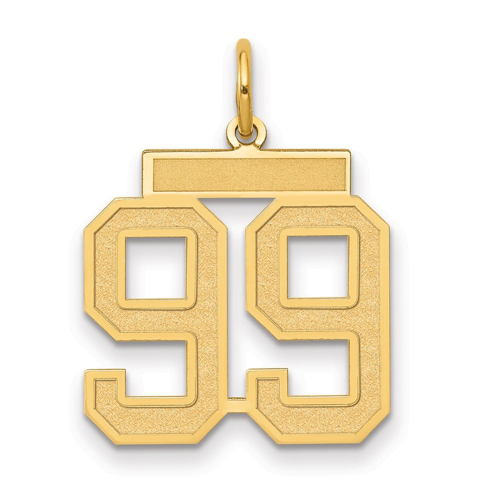 14K Gelbgold Mittel Satiniert Zahl 99 Charm