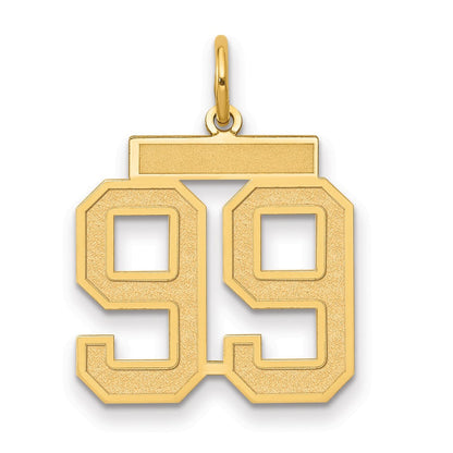 14K Gelbgold Mittel Satiniert Zahl 99 Charm