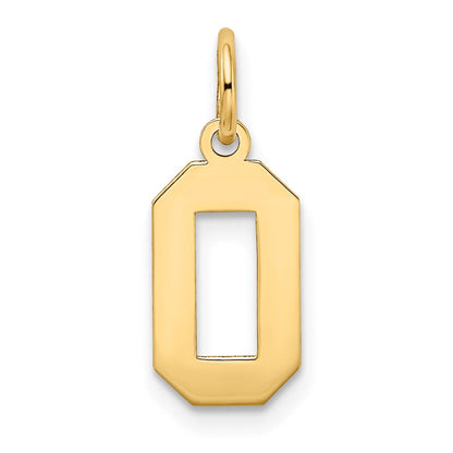14K Gelbgold 14K Klein Satiniert Zahl 0 Charm
