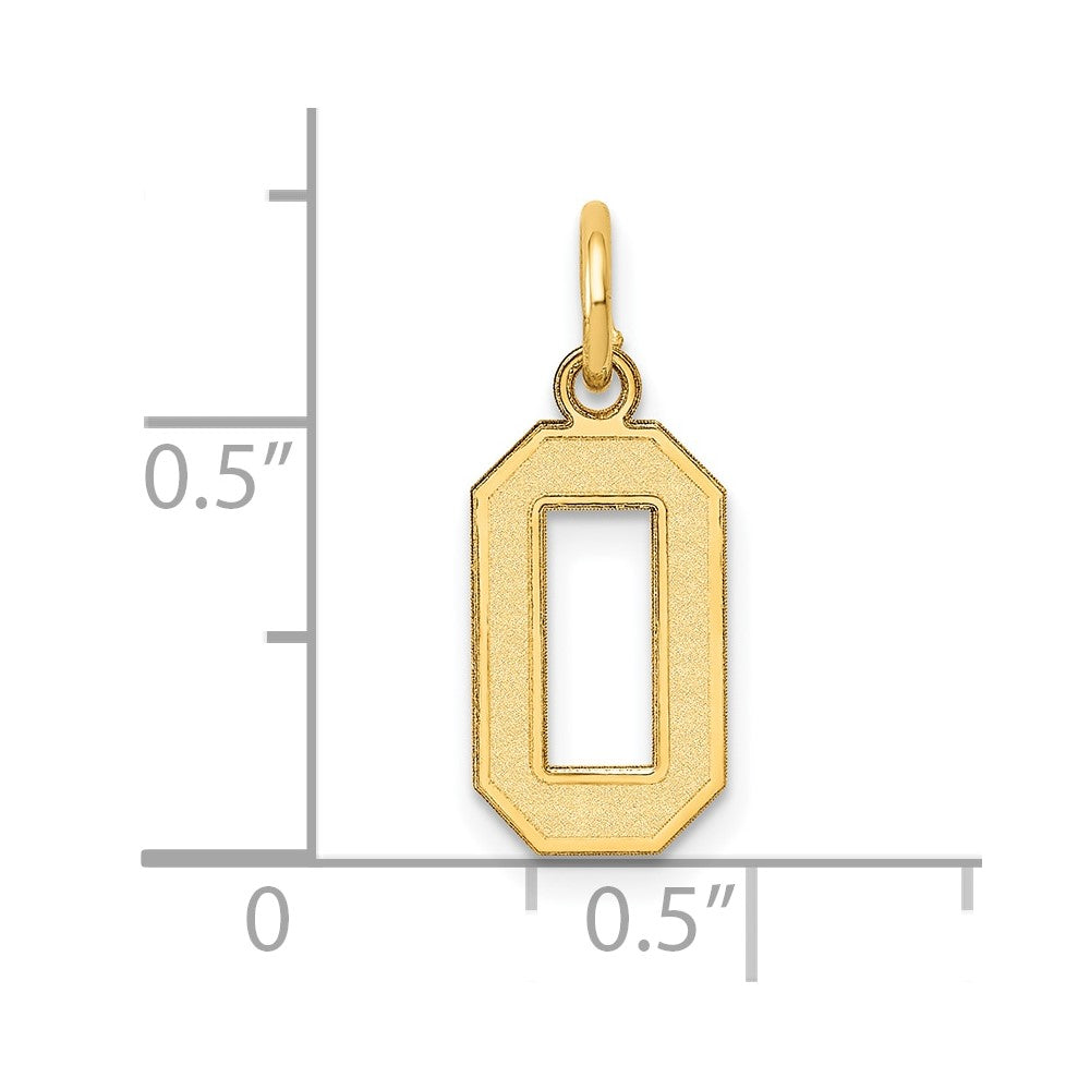 14K Gelbgold 14K Klein Satiniert Zahl 0 Charm