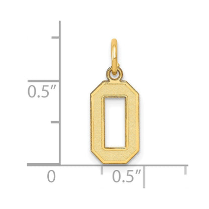 14K Gelbgold 14K Klein Satiniert Zahl 0 Charm