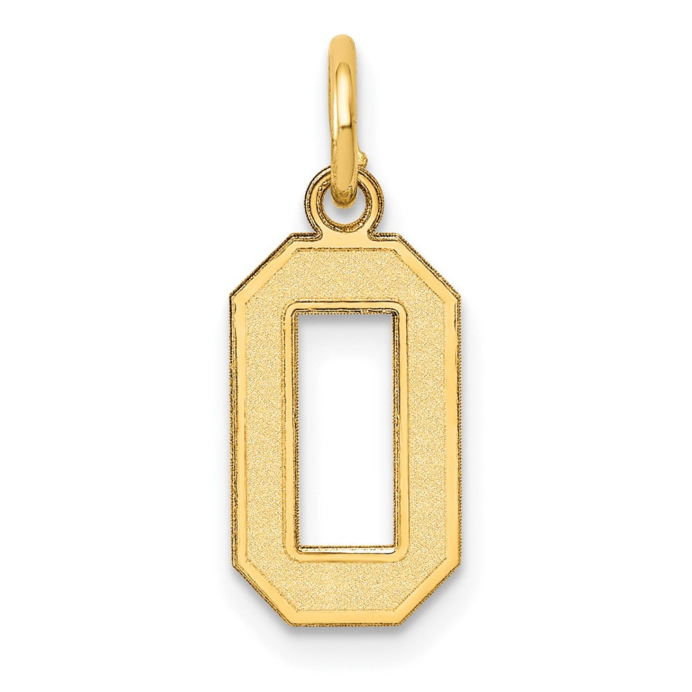 14K Gelbgold 14K Klein Satiniert Zahl 0 Charm