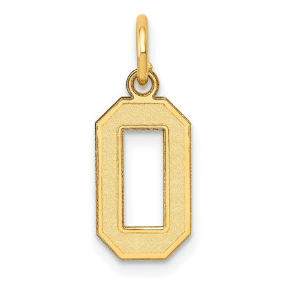 14K Gelbgold 14K Klein Satiniert Zahl 0 Charm