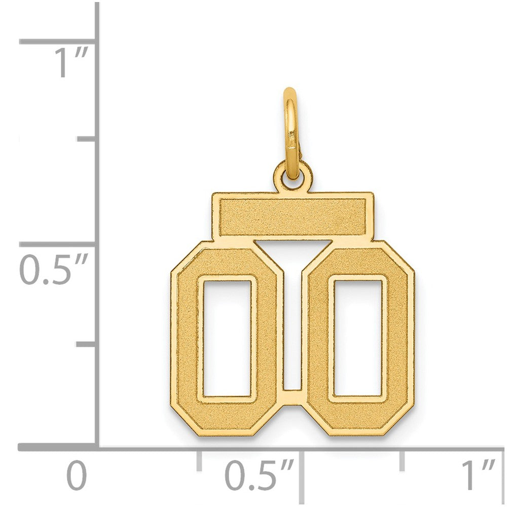 14K Gelbgold Klein Satiniert Zahl 00 Charm