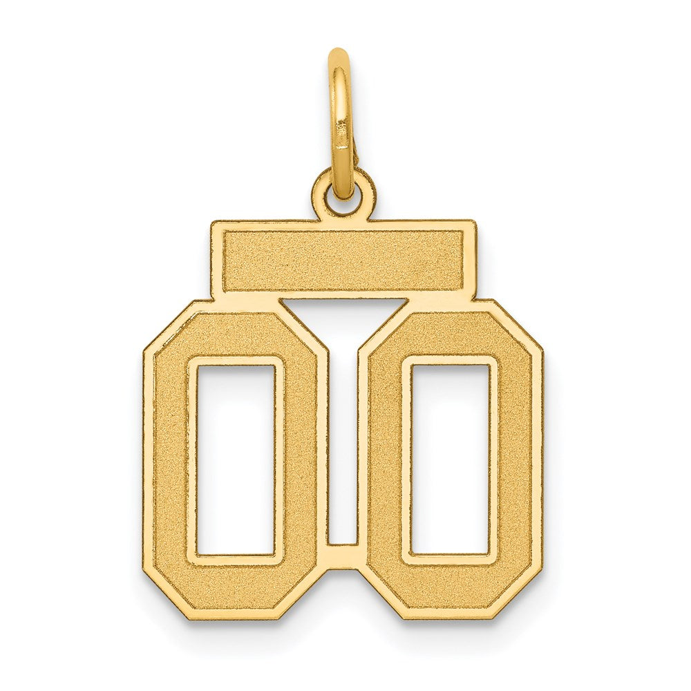 14K Gelbgold Klein Satiniert Zahl 00 Charm