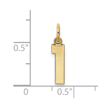 14K Gelbgold 14K Klein Satiniert Zahl 1 Charm