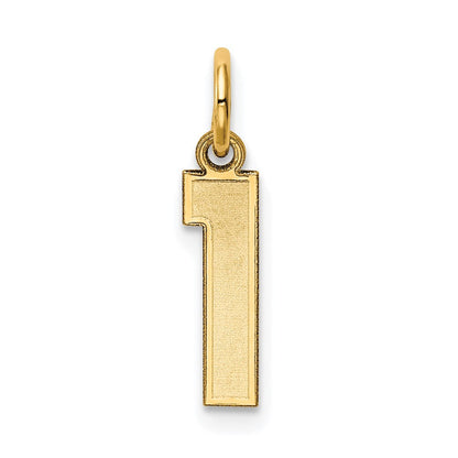 14K Gelbgold 14K Klein Satiniert Zahl 1 Charm