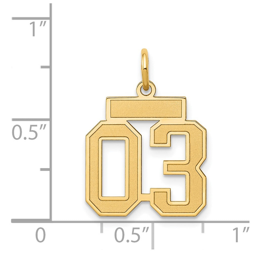 14K Gelbgold Klein Satiniert Zahl 3 Oberteil