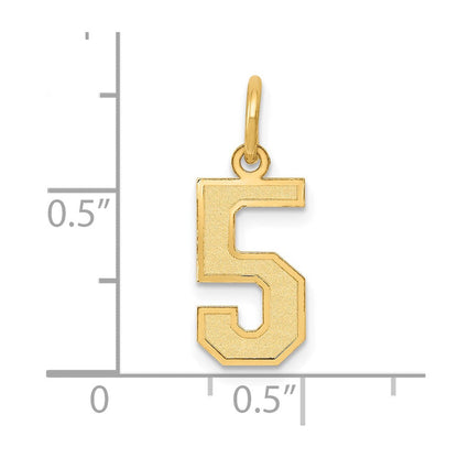 14K Gelbgold 14K Klein Satiniert Zahl 5 Charm