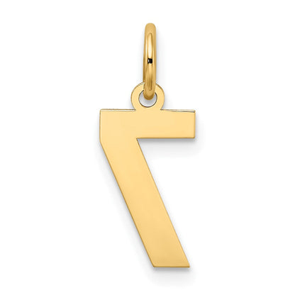 14K Gelbgold 14K Klein Satiniert Zahl 7 Charm