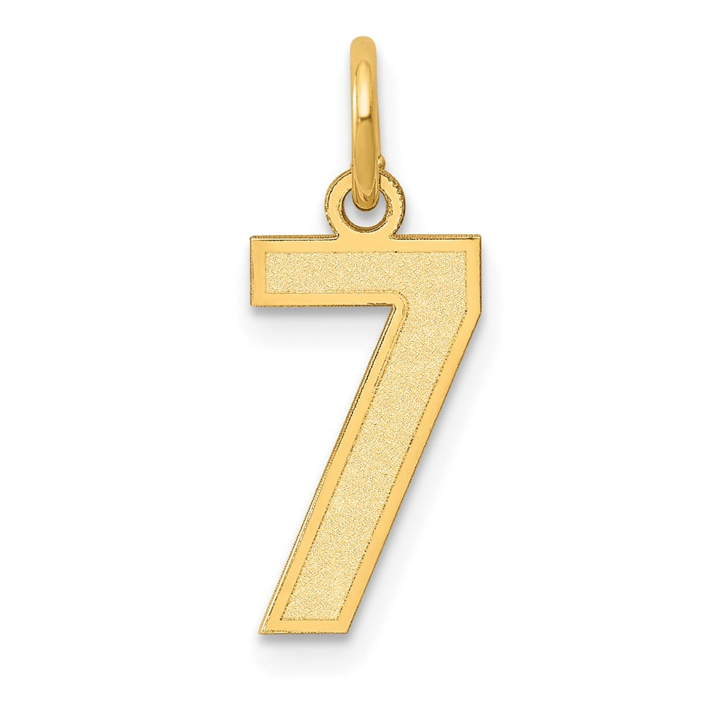 14K Gelbgold 14K Klein Satiniert Zahl 7 Charm