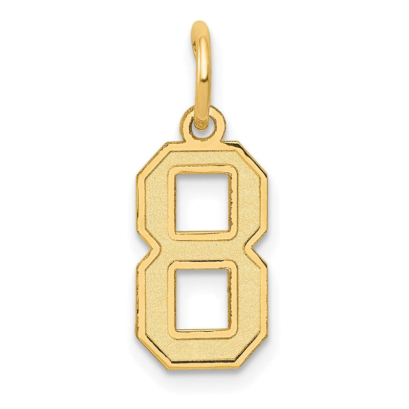 14K Gelbgold 14K Klein Satiniert Zahl 8 Charm