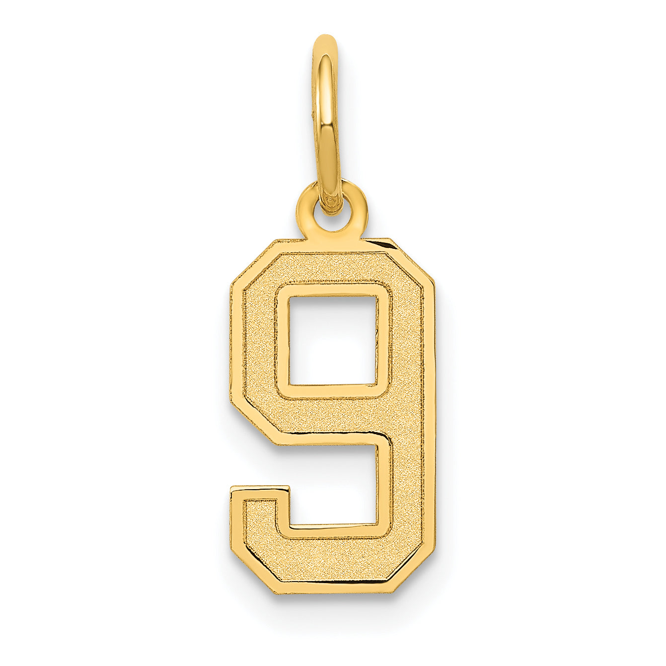 14K Gelbgold 14K Klein Satiniert Zahl 9 Charm