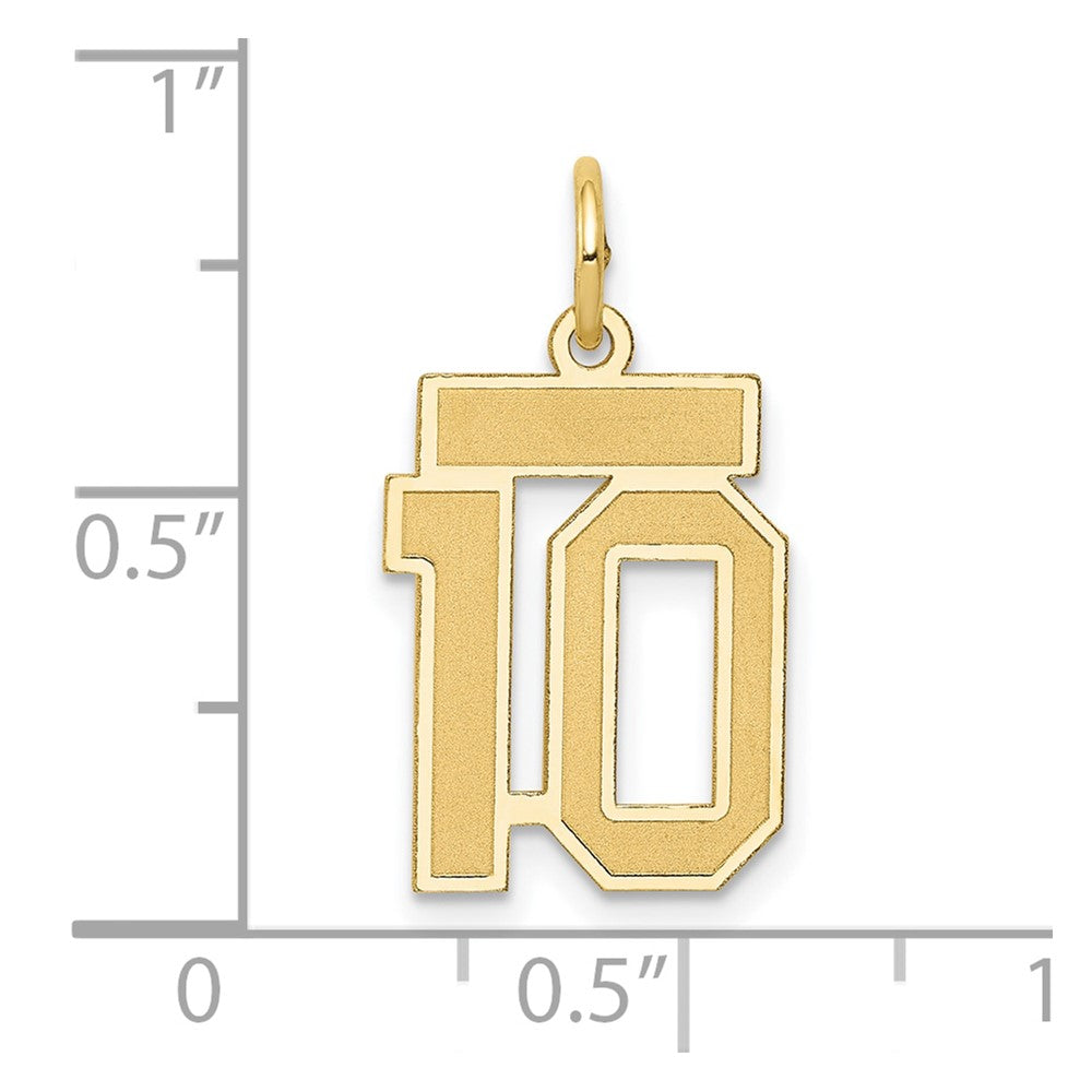 14K Gelbgold 14K Klein Satiniert Zahl 10 Charm
