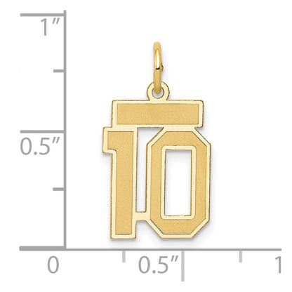10K Gelbgold Klein Satiniert Zahl 10 Charm