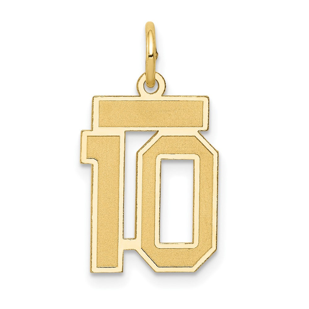 10K Gelbgold Klein Satiniert Zahl 10 Charm