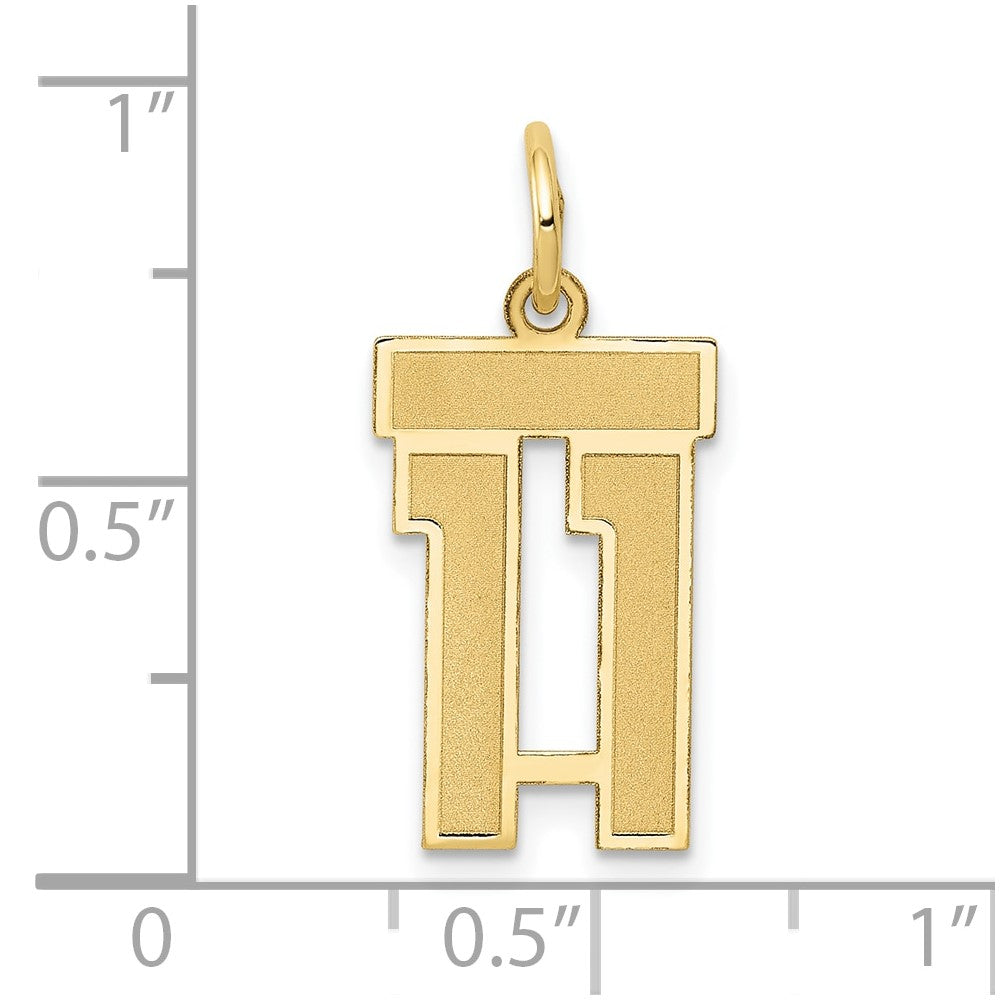 14K Gelbgold 14K Klein Satiniert Zahl 11 Charm