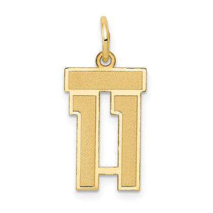 14K Gelbgold 14K Klein Satiniert Zahl 11 Charm