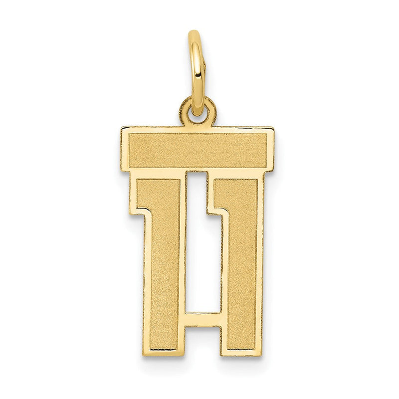 14K Gelbgold 14K Klein Satiniert Zahl 11 Charm
