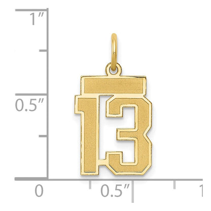 14K Gelbgold 14K Klein Satiniert Zahl 13 Charm