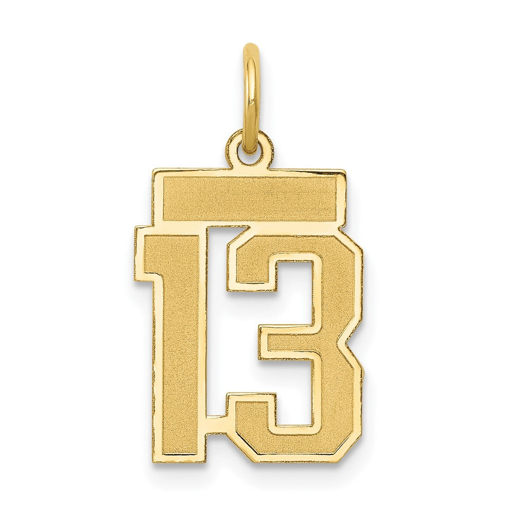 14K Gelbgold 14K Klein Satiniert Zahl 13 Charm