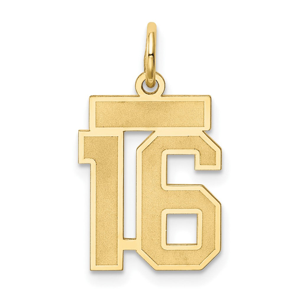 14K Gelbgold 14K Klein Satiniert Zahl 16 Charm