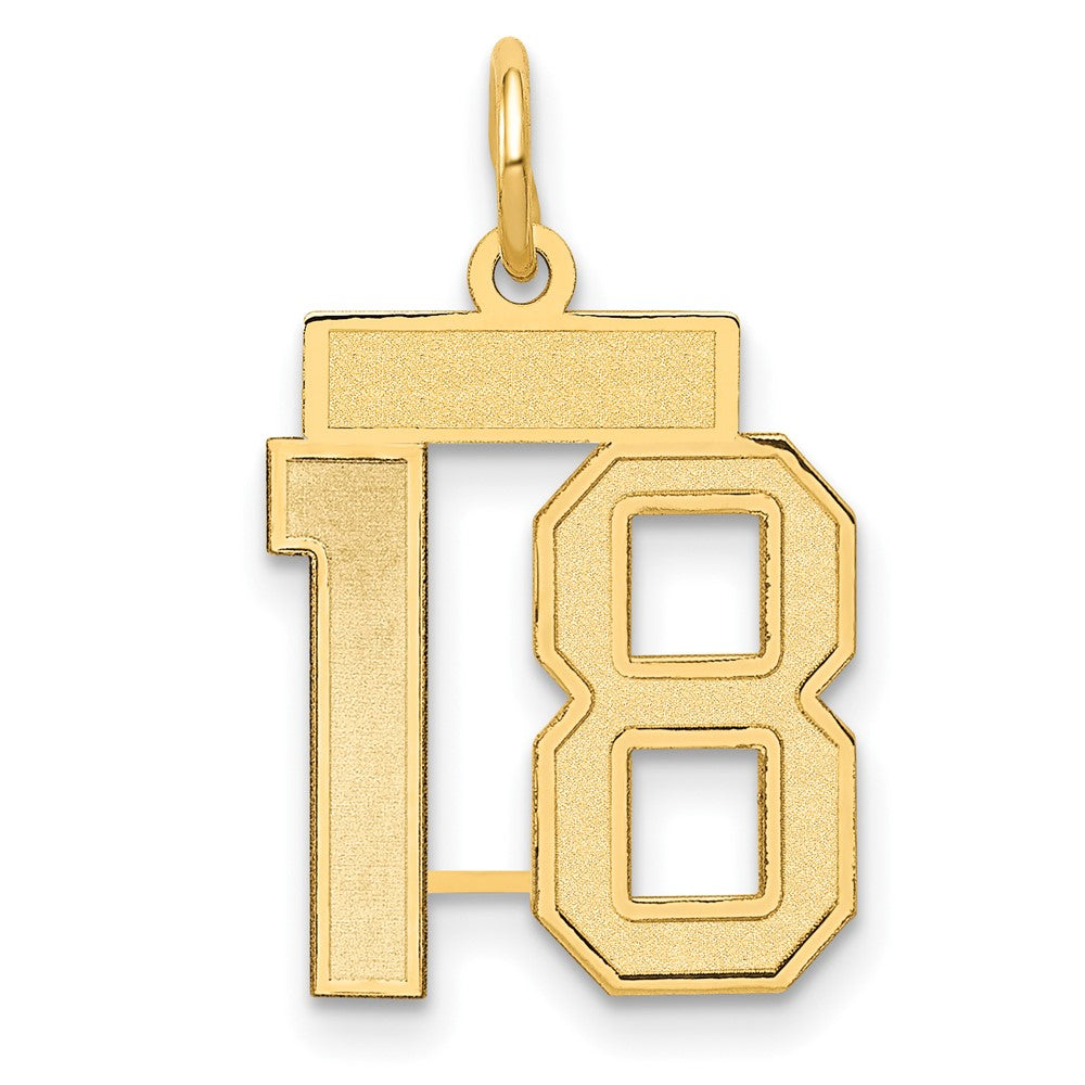 14K Gelbgold Klein Satiniert Zahl 18 Charm