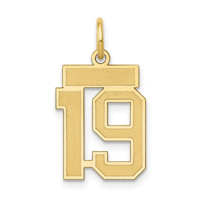 14K Gelbgold 14K Klein Satiniert Zahl 19 Charm