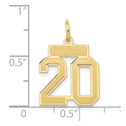 14K Gelbgold 14K Klein Satiniert Zahl 20 Charm