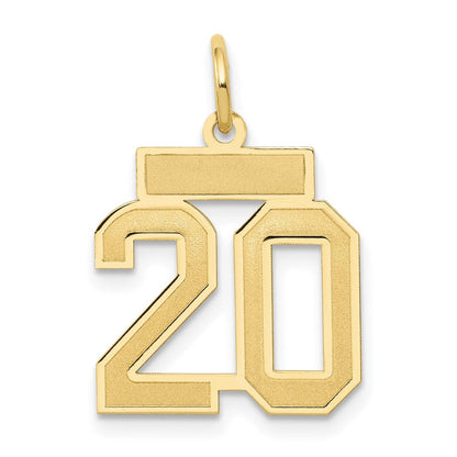 14K Gelbgold 14K Klein Satiniert Zahl 20 Charm