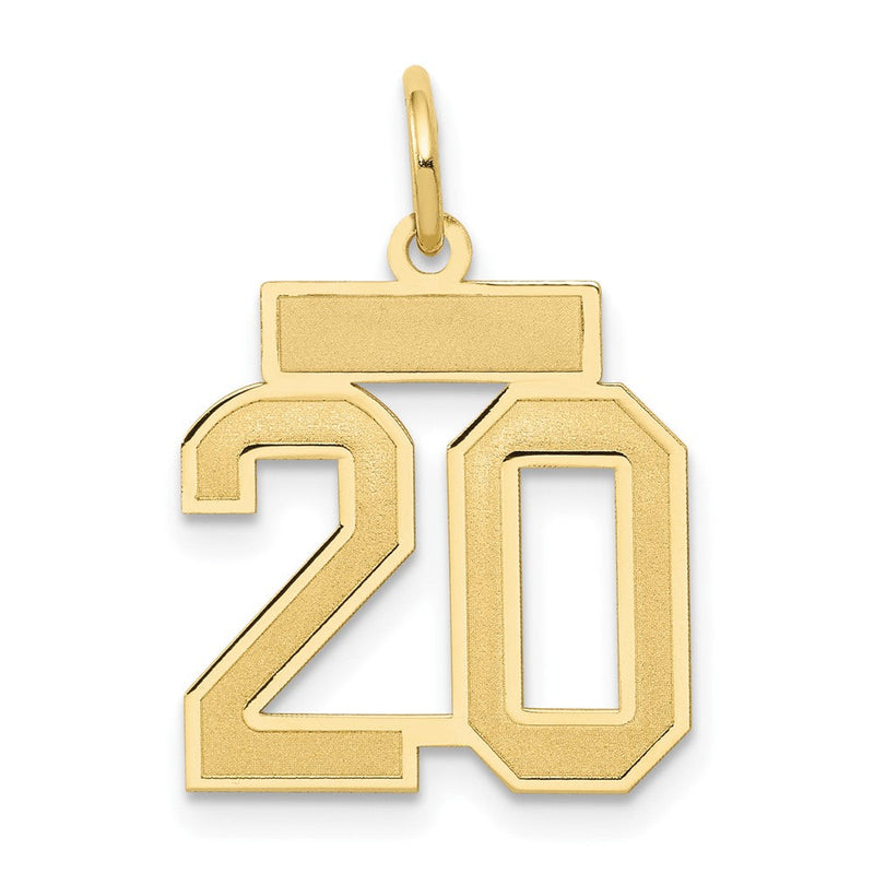 14K Gelbgold 14K Klein Satiniert Zahl 20 Charm