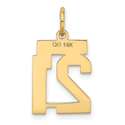 14K Gelbgold 14K Klein Satiniert Zahl 21 Charm