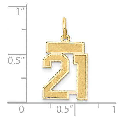 14K Gelbgold 14K Klein Satiniert Zahl 21 Charm