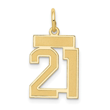 10K Gelbgold Klein Satiniert Zahl 21 Charm