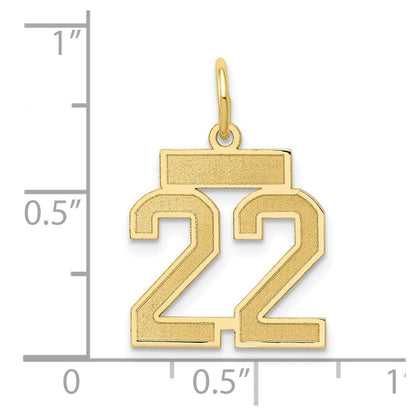 10K Gelbgold Klein Satiniert Zahl 22 Charm