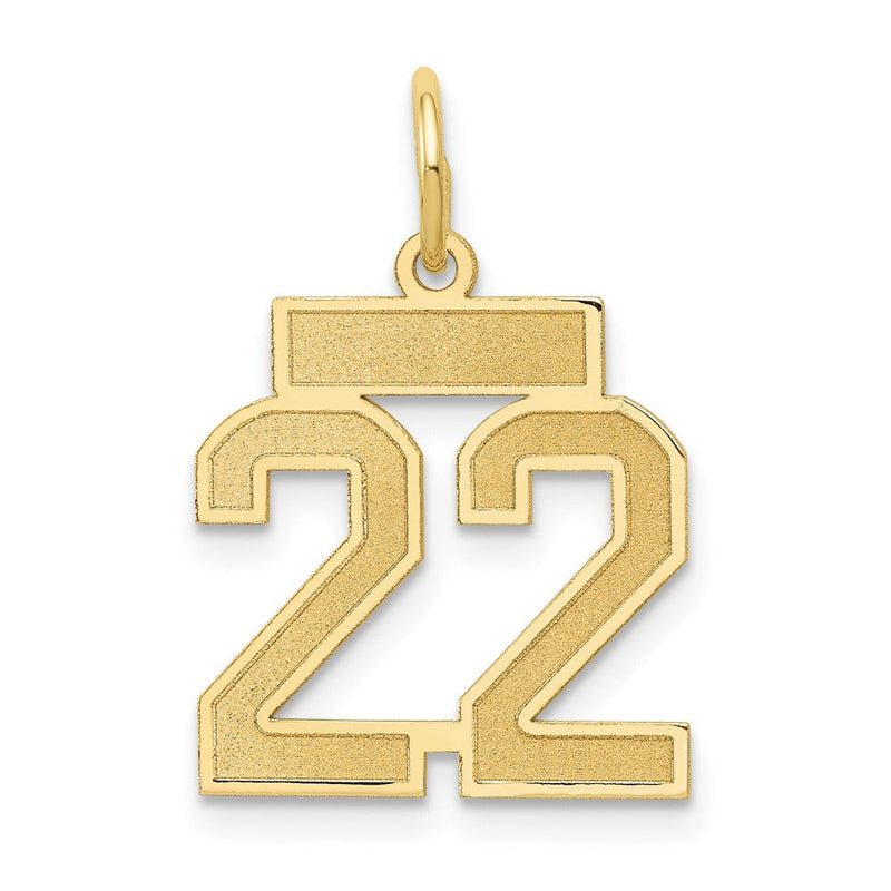 14K Gelbgold 14K Klein Satiniert Zahl 22 Charm