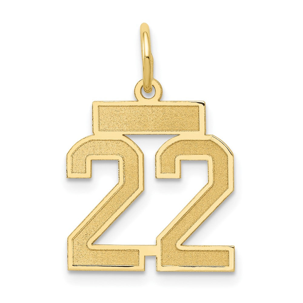 10K Gelbgold Klein Satiniert Zahl 22 Charm