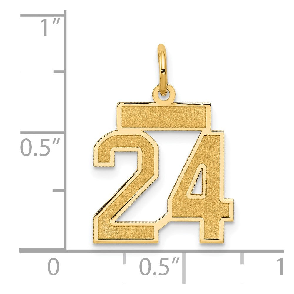 14K Gelbgold 14K Klein Satiniert Zahl 24 Charm