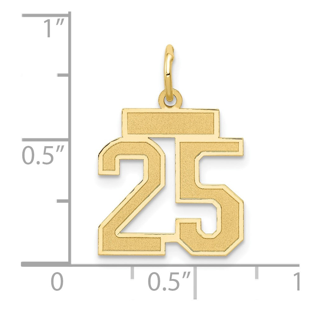 14K Gelbgold 14K Klein Satiniert Zahl 25 Charm