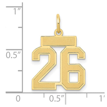 14K Gelbgold 14K Klein Satiniert Zahl 26 Charm