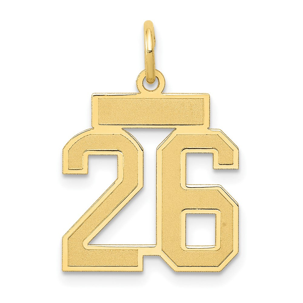 14K Gelbgold 14K Klein Satiniert Zahl 26 Charm