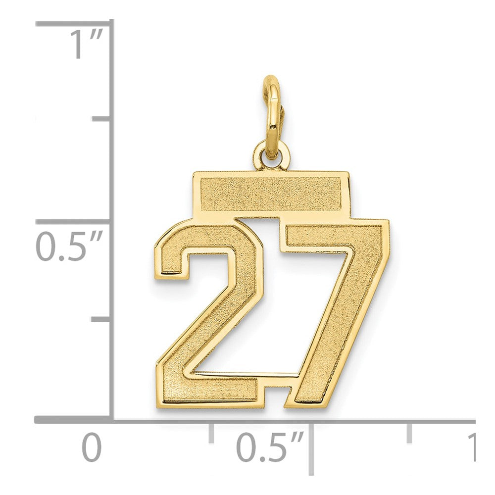 14K Gelbgold 14K Klein Satiniert Zahl 27 Charm