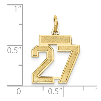14K Gelbgold 14K Klein Satiniert Zahl 27 Charm