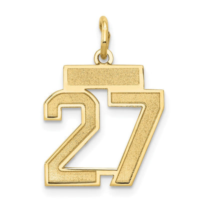 14K Gelbgold 14K Klein Satiniert Zahl 27 Charm