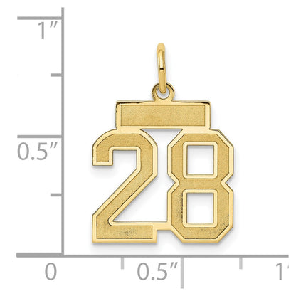 14K Gelbgold 14K Klein Satiniert Zahl 28 Charm
