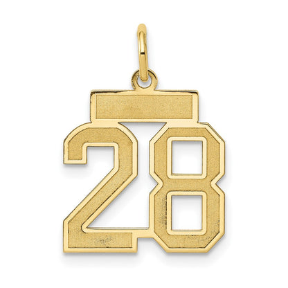 14K Gelbgold 14K Klein Satiniert Zahl 28 Charm
