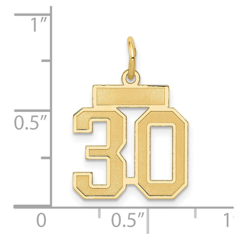 14K Gelbgold 14K Klein Satiniert Zahl 30 Charm