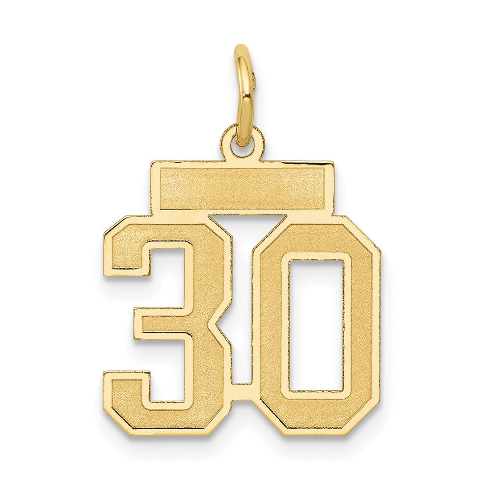10K Gelbgold Klein Satiniert Zahl 30 Charm