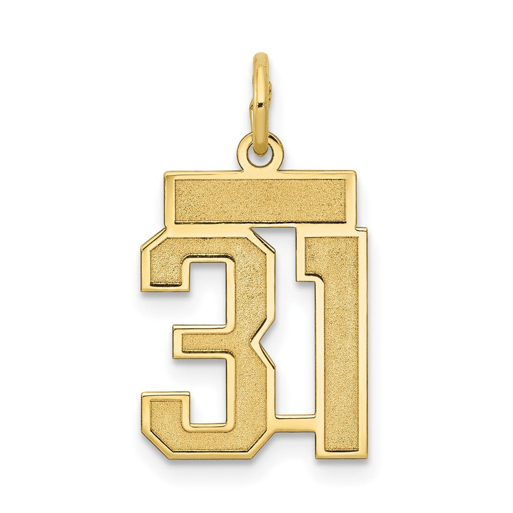 14K Gelbgold Klein Satiniert Zahl 31 Charm
